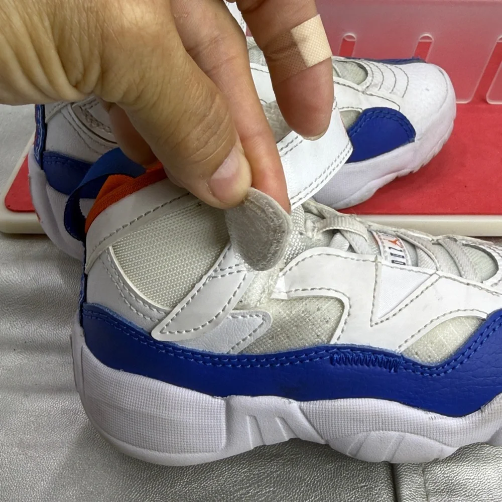 (N1)Jordan Jumpman-Unisex Baby Sneakers (11C,Boy and Girl),White,Blue and Orange - Picture 9 of 14